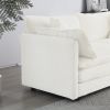 Sofa Set of 2 Chenille Couch, 2+3 Seater Sofa Set Deep Seat Sofa, Modern Sofa Set for Living Room, White Chenille