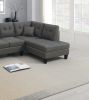 2-PCS SECTIONAL SET Living Room Furniture LAF Sofa And RAF Chaise Dark Coffee Color Linen Like Fabric Tufted Couch
