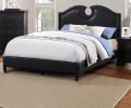 Black Faux Leather Unique Design Headboard 1pc Queen Size Bed Bedroom Furniture Nailhead Upholstered Modern Bedframe