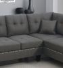 2-PCS SECTIONAL SET Living Room Furniture LAF Sofa And RAF Chaise Dark Coffee Color Linen Like Fabric Tufted Couch