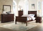 Louis Phillipe Brown Cherry Finish Twin Size Youth Panel Sleigh Bed Solid Wood Wooden Bedroom Furniture