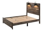 1pc Rustic Style Butcher Block Finish Weathered Brown Finish King Size Bed w/ Lamp Wooden Bedroom Furniture