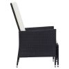 Reclining Patio Chair with Cushions Poly Rattan Black