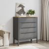 Chest of Drawers FLORO Gray Solid Wood Pine