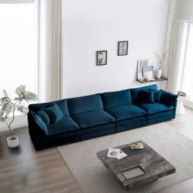 Free Combination Modular Sofa Free,4 Seater Sofa Comfy Chenille Fabric,Sectional Sofa Couch, Blue Chenille (Color: as Pic)