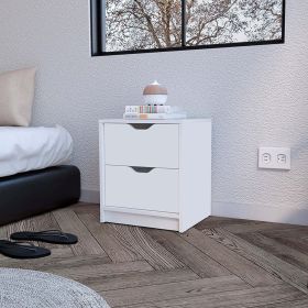 Nightstand Gandu, Two Drawers, White Finish (Color: White)