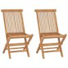 Folding Patio Chairs 2 pcs Solid Teak Wood