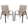 2 Pieces Patio Outdoor Dining Chair with Armrest