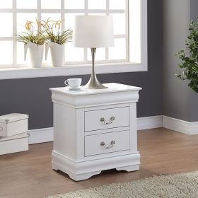 White 2-drawer Nightstand (Color: as Pic)