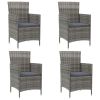 Patio Chairs with Cushions 4 pcs Poly Rattan Gray