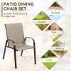 2 Pieces Patio Outdoor Dining Chair with Armrest