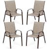 2 Pieces Patio Outdoor Dining Chair with Armrest