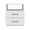 Nightstand Olienza, Two Drawers, One Shelf, White Finish
