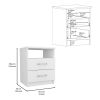 Nightstand Olienza, Two Drawers, One Shelf, White Finish