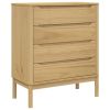 Chest of Drawers FLORO Wax Brown Solid Wood Pine
