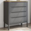 Chest of Drawers FLORO Gray Solid Wood Pine